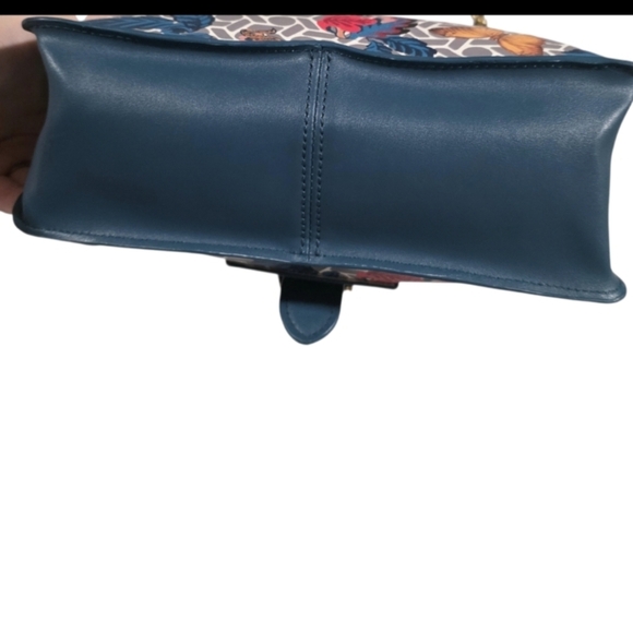 Anne Klein Diana Double Flap Azure Floral Butterfly Chain Shoulder Bag - Picture 4 of 4